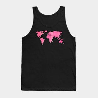 World Map Pink Tank Top